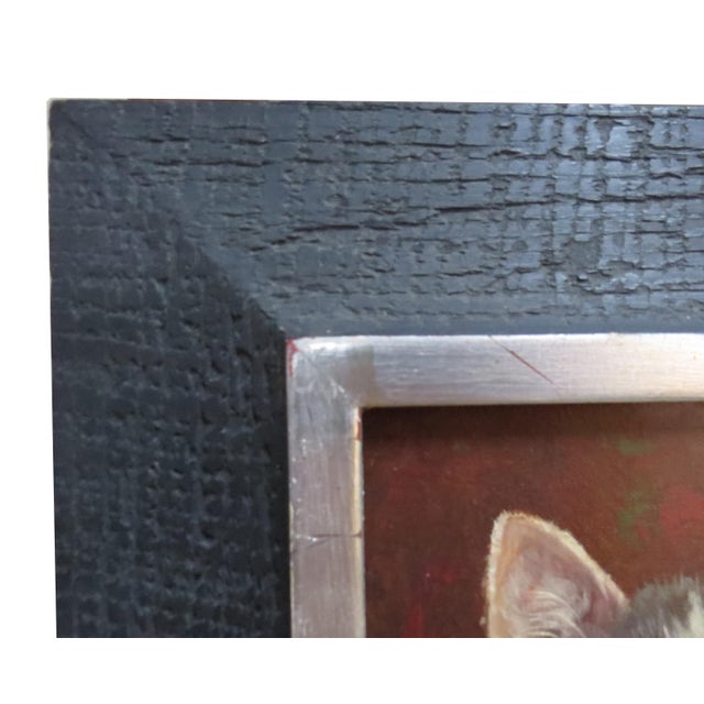 Red 1950s Willi Franken Oil on Canvas Five Kittens For Sale - Image 8 of 9