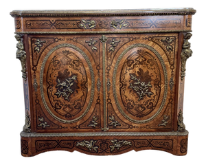 Antique French Marquetry Inlaid Cabinet, 1880s