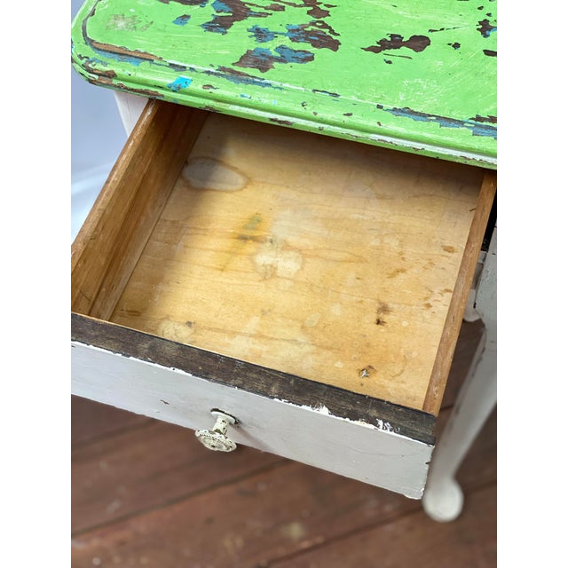 Petite Shabby Chic Queen Anne Style 1930s End Table For Sale - Image 9 of 12