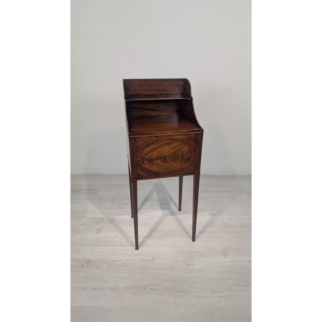 Antique Georgian Bedside Table in Mahogany with Marquetry For Sale - Image 6 of 18