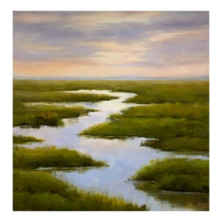 Large Square Winding Marsh Creek Painting - 48x48 For Sale