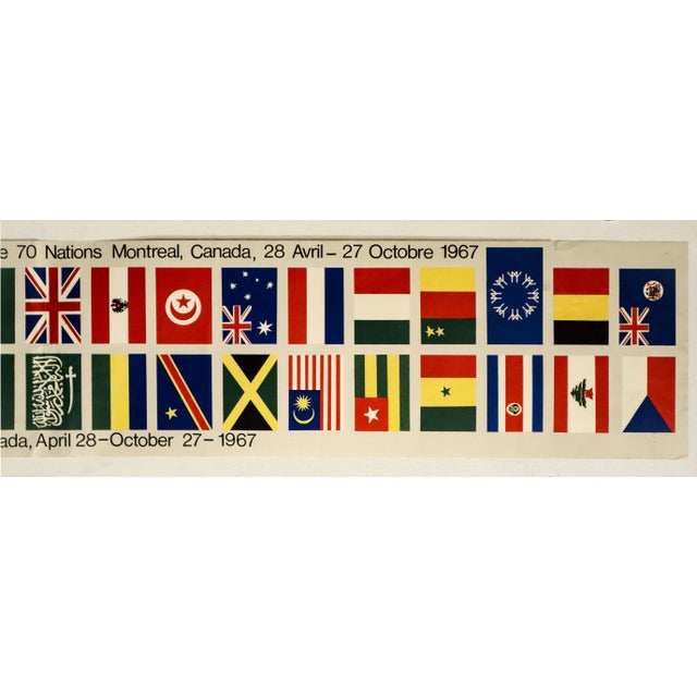 Illustration 1967 Vintage Montreal Expo 67 Banner, Meet 70 Nations For Sale - Image 3 of 5