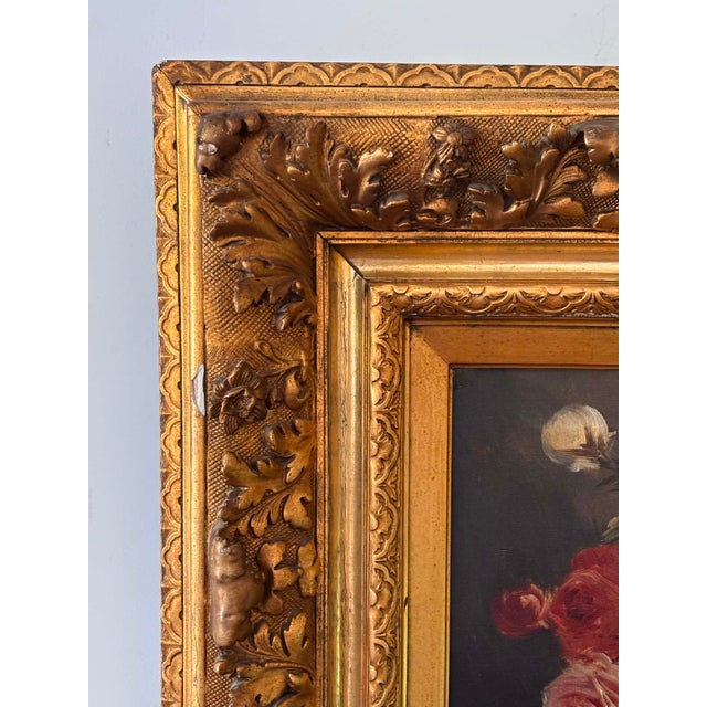 Jos Klaas / Henry Schouten, Floral Still Life with Roses in Vase, 1890s, Oil on Canvas, Framed For Sale - Image 8 of 12
