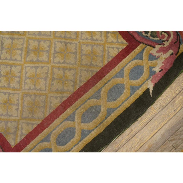 Beige 1920s Camel Floral European Antique Chinese Art Deco Carpet 5'7" X 5'7" Knotted Wool Rug For Sale - Image 8 of 9