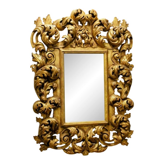 19th C Ornate Baroque Style Giltwood Mirror For Sale