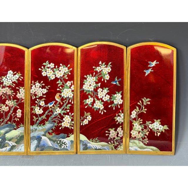Japanese Ginbari Cloisonne Enamel Table Screen For Sale - Image 4 of 7