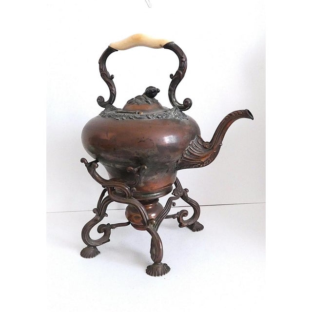 Late 19th Century Rare Gabriel Desbrueres French Silver Plate Spirit Kettle Authentic Patina For Sale - Image 9 of 10
