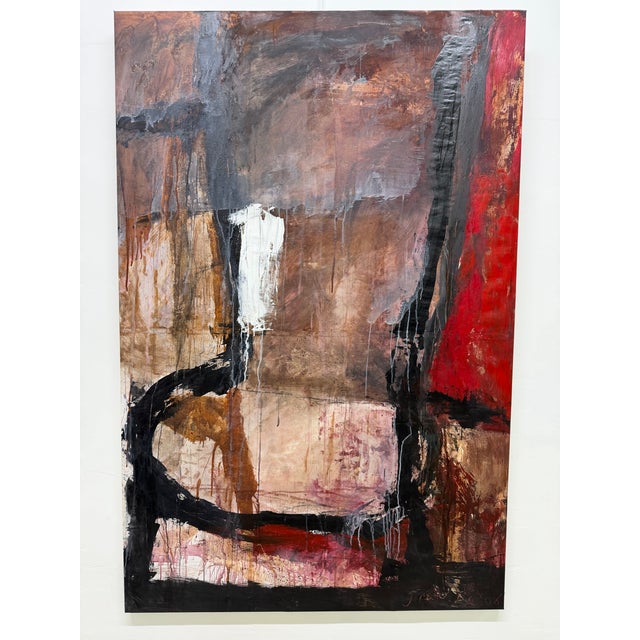 Red Abstract Modern Acrylic on Canvas Wall Art For Sale - Image 8 of 14