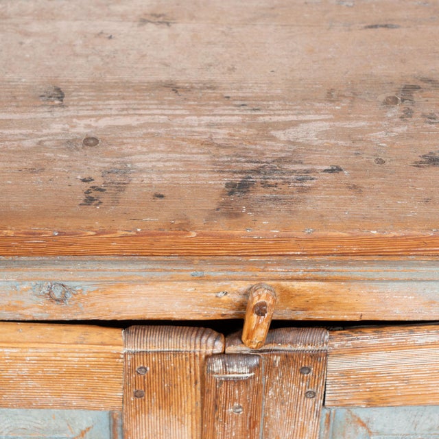 19th Century Swedish Original Blue Painted Pine Sideboard Cabinet For Sale - Image 6 of 16