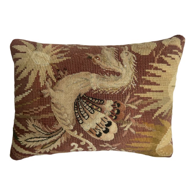 1850 English Needlework Tapestry Pillow For Sale