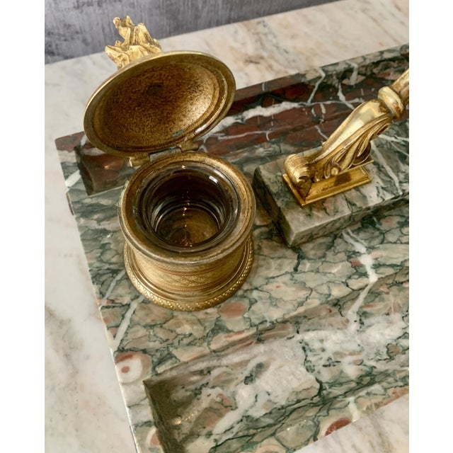 Early 20th Century French Marble and Bronze Inkwell For Sale - Image 5 of 11