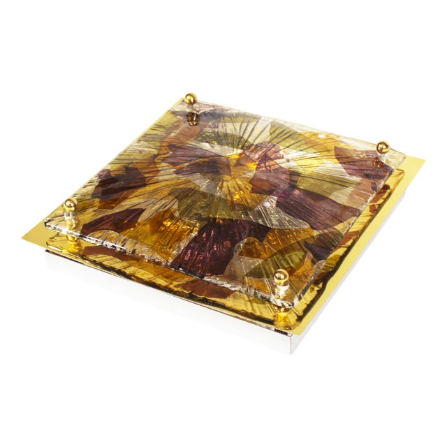 Brass and Murano Glass Flush Mount from La Murrina, 1970s For Sale