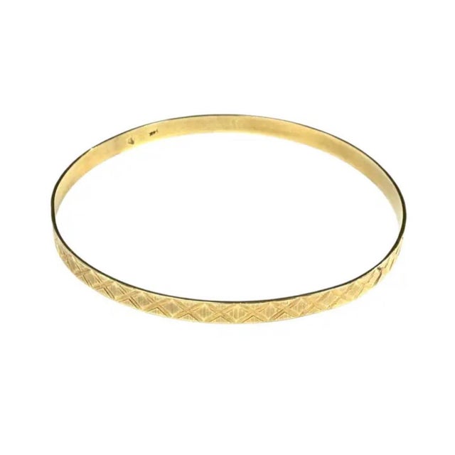 Modern 14k Gold Bangle Bracelet Vintage For Sale - Image 3 of 8