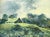 "Near Spring" Green Barn Landscape in Oil on Illustration Board Serene landscape by Warner E. Baird (American, b. 1928). A...