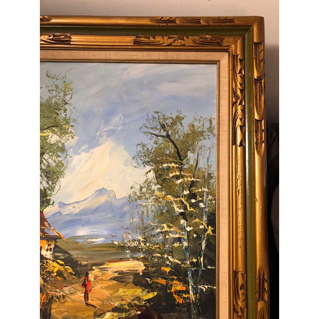 1997 Impasto Alpine Cabin Mountain Landscape Oil Painting by Morris Katz For Sale - Image 10 of 11
