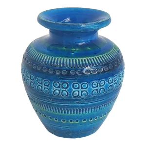 1960s Bitossi Blue and Green Ceramic Bud Vase by Flavia Montelupo