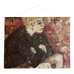 Vintage Expressionist Figurative Oil Painting on Board by Helmut Stephan Diedrich, Signed