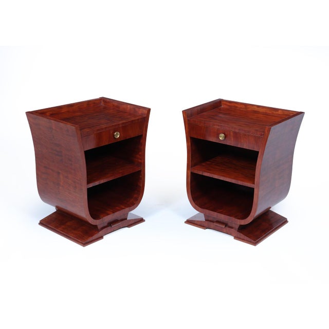 Art Deco French Tulip-Form Bedside Cabinets in Bubinga, 1925, Set of 2 For Sale - Image 14 of 14