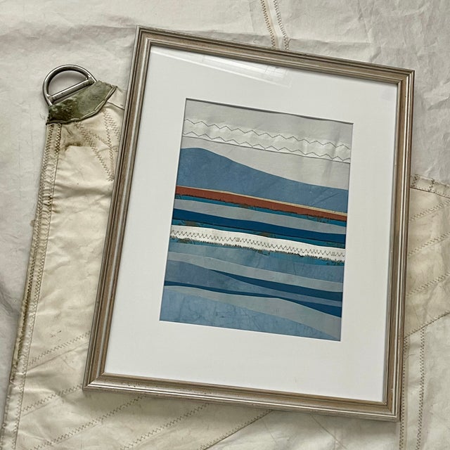 2020s Contemporary Semi-Abstract​ Mixed Media Nautical Sailcloth Landscape​ - By JJ-Hogan | Seasons for Healing, Framed For Sale - Image 5 of 8