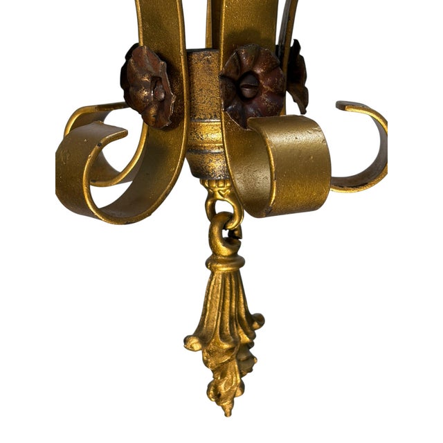 1920s Shorter Ceiling 5 Light Aztec Gold With Original Finish #2606 For Sale - Image 11 of 11