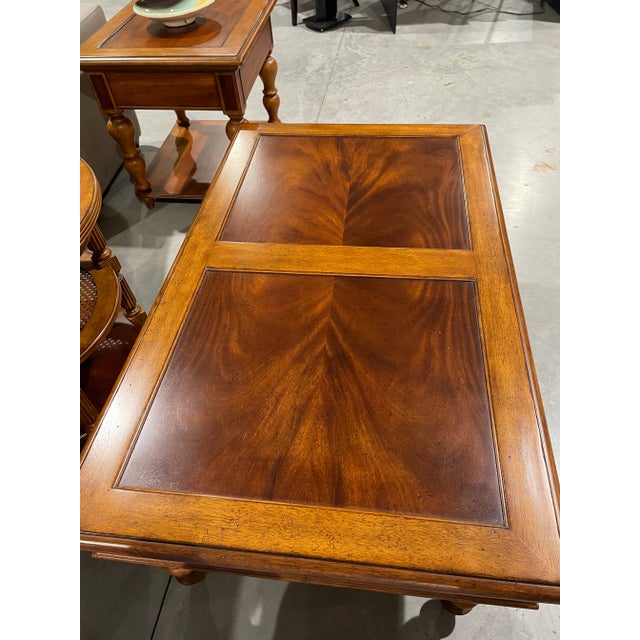 Thomasville Thomasville Vintage Burl Wood Coffee Table With Turned Legs For Sale - Image 4 of 9