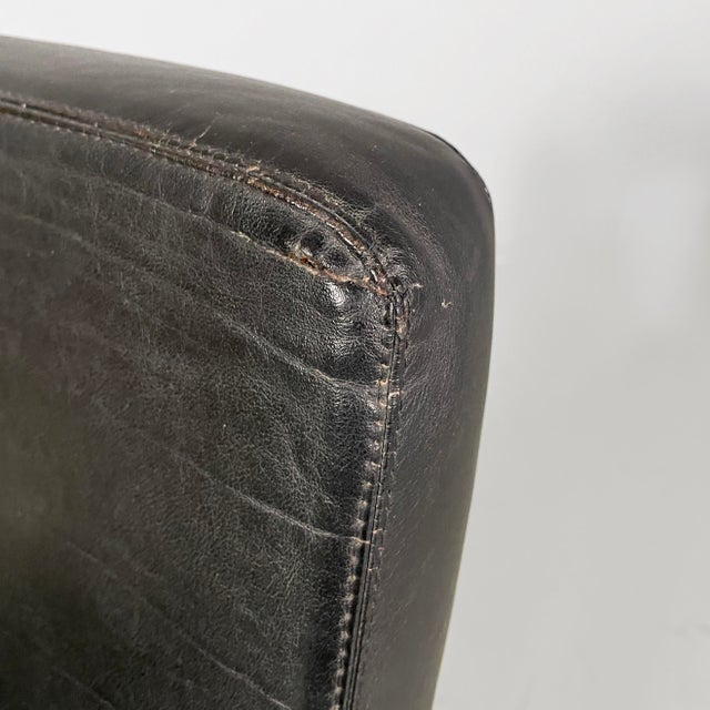 Metal Italian Modern Chair in Black Leather and Steel, 1980s For Sale - Image 7 of 18