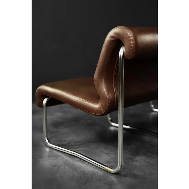 Mid-Century Modern German 2-Seater Brown Steel Frame Lounge Sofa, 1970s For Sale - Image 16 of 18