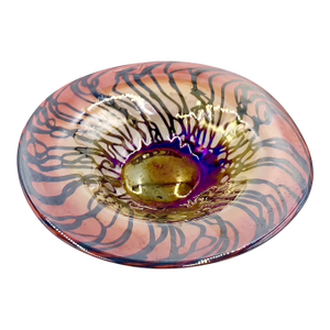 1990s Signed Correia Studio Art Glass Iridescent Centerpiece Bowl