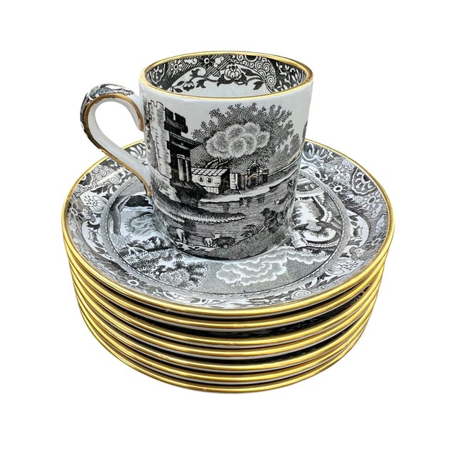 Tiffany and Co. 1940s Tiffany & Co.'s Spode "Italian" Pattern Demitasse & Dessert Set For Sale - Image 4 of 11