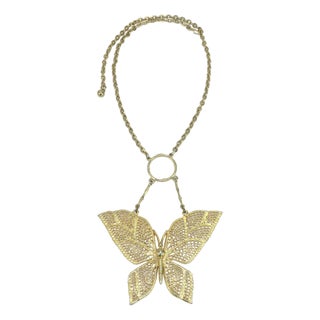 Mode-Art Gold Tone Filigree Butterfly Necklace, 1960's For Sale