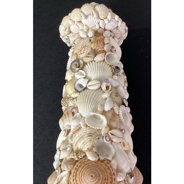 Beige Shell Decorated Pedestal Candlestick For Sale - Image 8 of 11