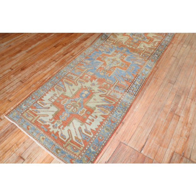 Early 20th Century Antique Zabihi Collection Persian Heriz Runner - 3' x 10'7" For Sale - Image 5 of 12