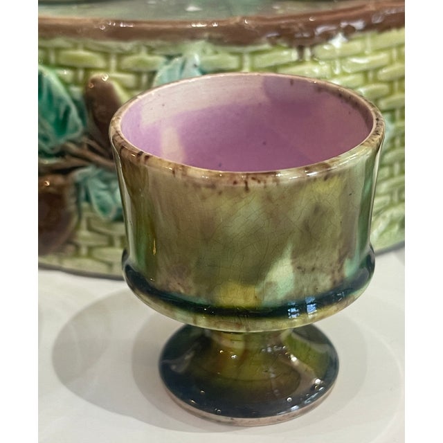 Magenta Antique English Majolica Egg Cup Caddy Cruet Set c.1875-1890 For Sale - Image 8 of 12