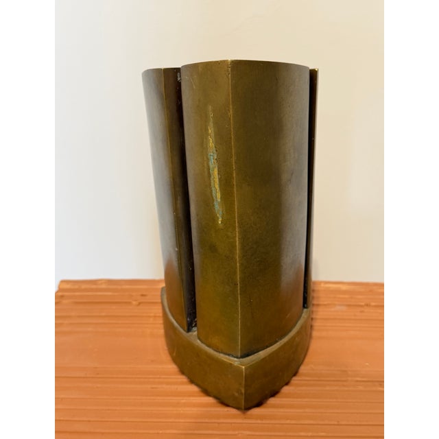 Modernist Bronze Sculpture on Bronze Base, Brazil 1980s For Sale - Image 11 of 14