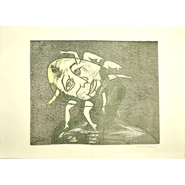 Women is an original artwork realized by Mino Maccari in the second half of XX century. Mixed colored xylograph. Hand-...