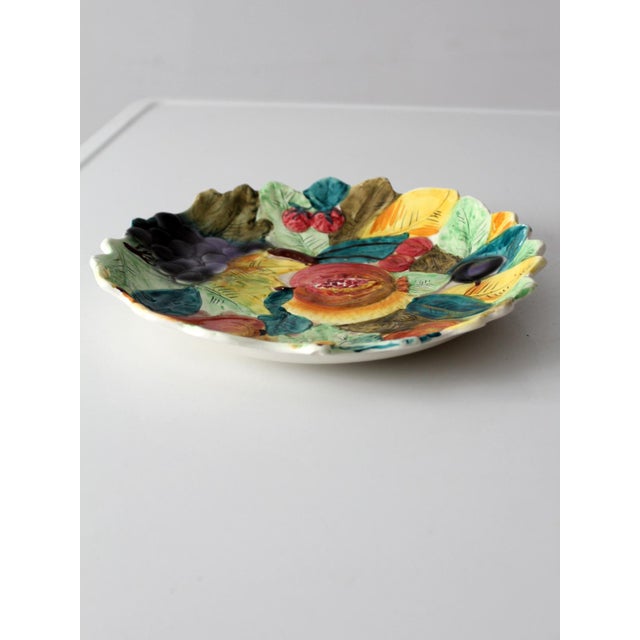 Yellow Mid-Century Italian Majolica Ceramic Fruit Plate For Sale - Image 8 of 10