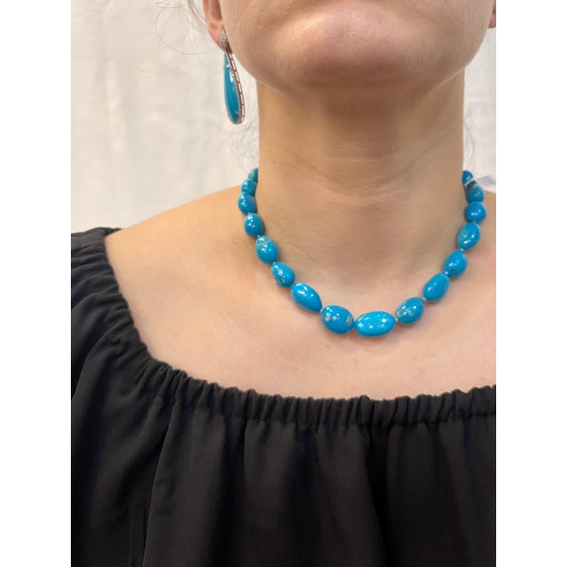 Metal 340 Carat Natural Sleeping Beauty Turquoise Necklace Single-Strand 14 Karat Gold For Sale - Image 7 of 18