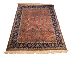 Vintage Oriental Rug with Midnight Blue Border