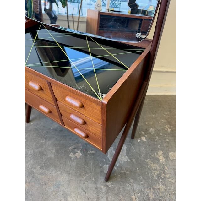 Brown 1960's Danish Modern Teak Compact Vanity & Mirror For Sale - Image 8 of 11