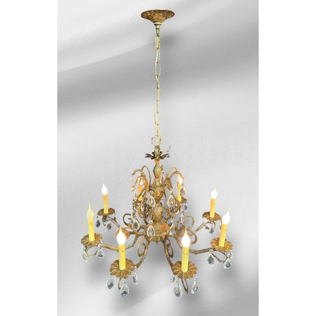 1940s 1940s Solid Brass Rococo Chandelier For Sale - Image 5 of 17