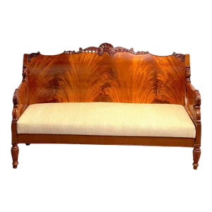 19th Century Russian Neoclassical Flame Mahogany Sofa