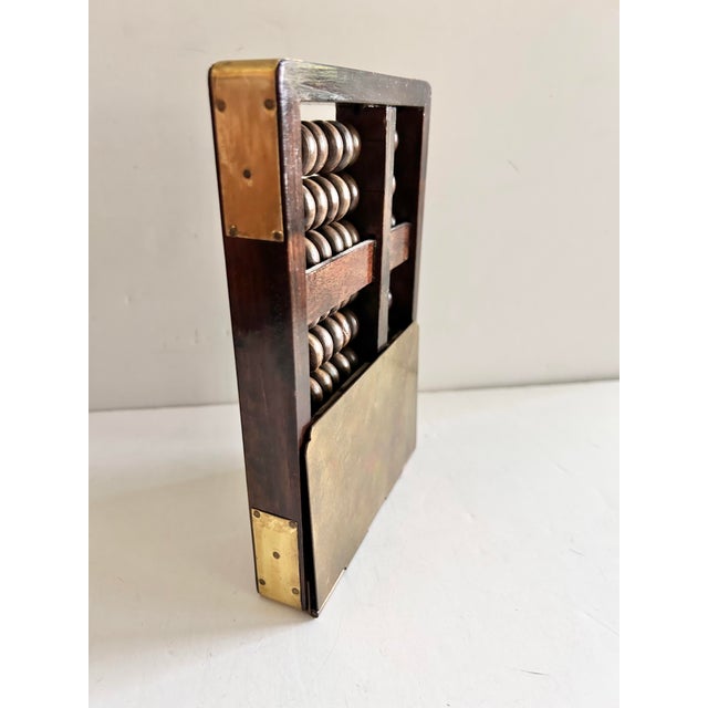 Mid-Century Wood Abacus Bookend With Brass Base For Sale In Louisville - Image 6 of 12
