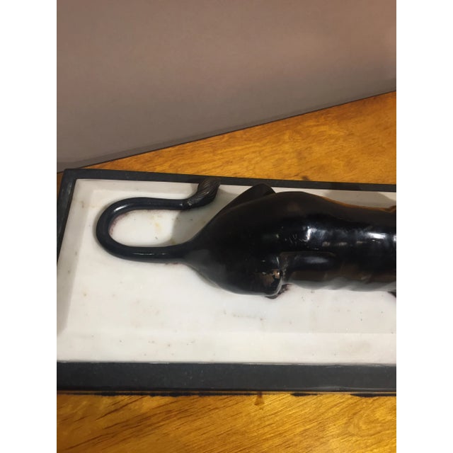 Bronze Black Panther on Marble Base For Sale - Image 4 of 8