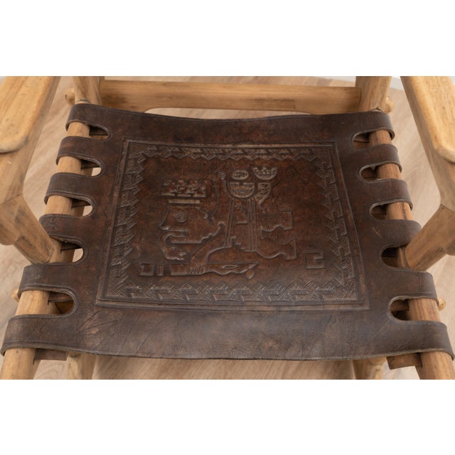 Wood Small Sling Rocking Chair by Angel Pazmino from Muebles De Estilo, 1960s For Sale - Image 7 of 8