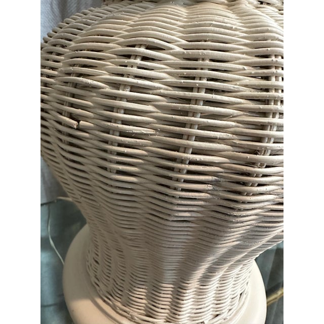1970s Rattan Jar Shaped Table Lamp For Sale - Image 5 of 6