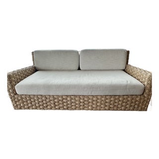 Serena & Lily Woven Sofa (Interior) With White Canvas Performance Fabric For Sale
