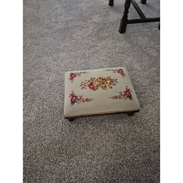 Victorian Vintage Victorian-Style Footstool For Sale - Image 3 of 7