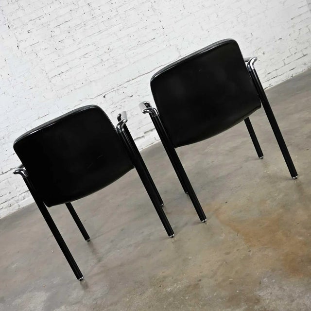 Metal Vintage Modern Armchairs Herman Miller Chrome & Black Original Fabric, a Pair For Sale - Image 7 of 13