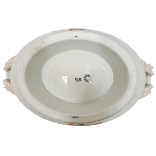 White Antique Haviland Limoges Porcelain Soup Tureen With Lid, Schleiger Rose Pattern For Sale - Image 8 of 10