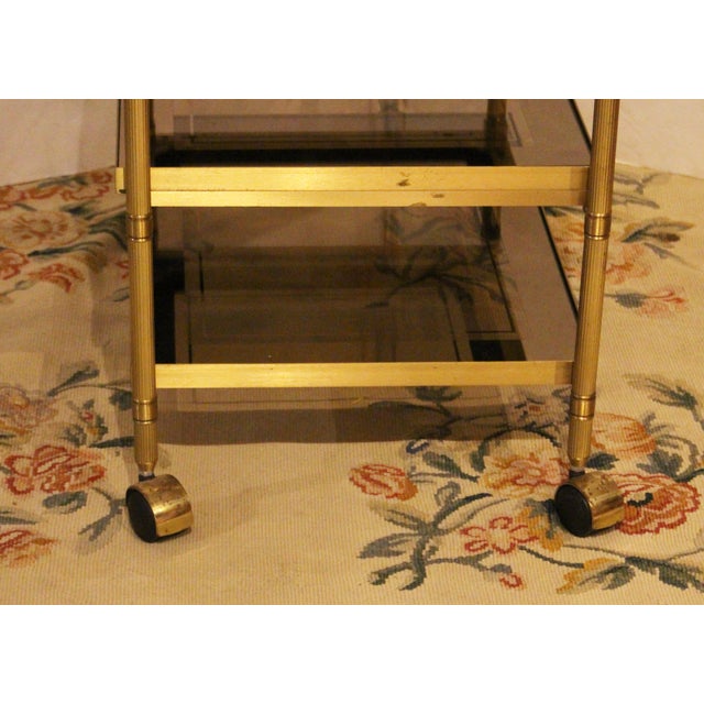 1970s Circa 1970 Mid Century Modern Brass & Glass Trolley For Sale - Image 5 of 6